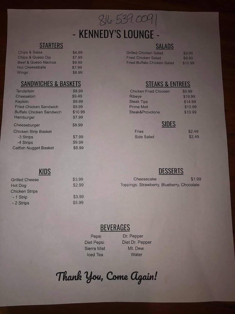 Kennedy's Lounge Menu image 1